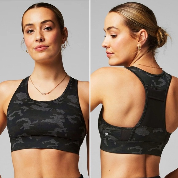 Fabletics On-The-Go Medium Impact Sports Bra Camo S - Picture 1 of 5